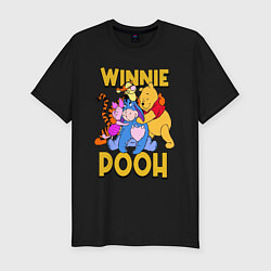 Мужская slim-футболка Winnie Pooh hugs