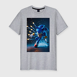 Футболка slim-fit Соник убегает от ракет, цвет: меланж