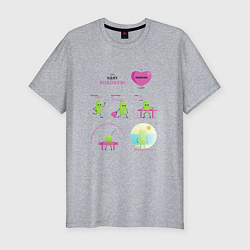 Мужская slim-футболка Комикс про семечку, или история одной бобовой