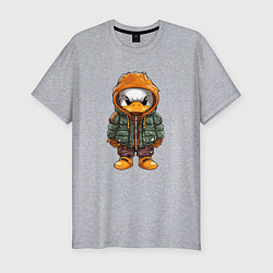 Мужская slim-футболка Утёнок в куртке с капюшоном