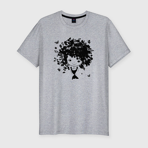 Мужская slim-футболка Милая весенняя девчонка / Меланж – фото 1