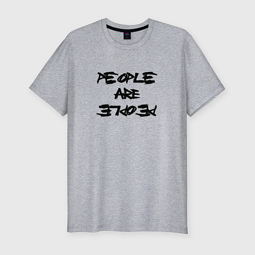 Мужская slim-футболка Depeche Mode - people are people font / Меланж – фото 1