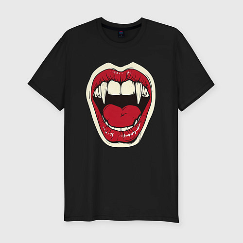 Мужская slim-футболка Клыки вампира / Черный – фото 1
