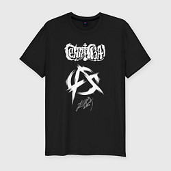 Футболка slim-fit Сектор газа белый лого анархия, цвет: черный