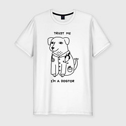 Мужская slim-футболка Поверь мне, я доктор