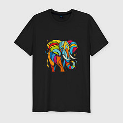 Мужская slim-футболка Разноцветный слон