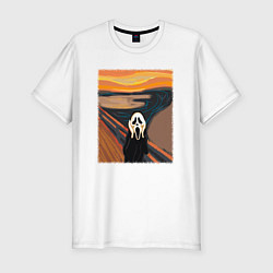 Футболка slim-fit Крик картина мунка, цвет: белый