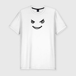 Футболка slim-fit Хитрый злобный смайлик, цвет: белый