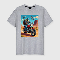 Мужская slim-футболка Голубь байкер