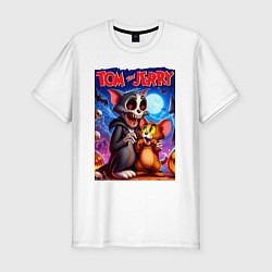 Футболка slim-fit Tom and Jerry - halloween, цвет: белый