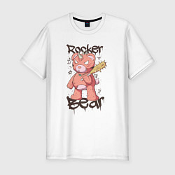 Футболка slim-fit Медведь рокер, цвет: белый