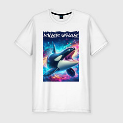 Футболка slim-fit Space killer whale - ai art fantasy, цвет: белый