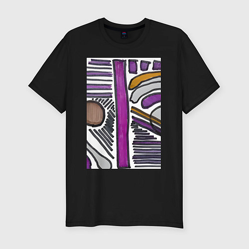 Мужская slim-футболка Фиолетовая композиция / Черный – фото 1