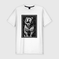 Футболка slim-fit Величественный мишка, цвет: белый