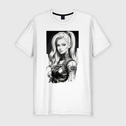 Мужская slim-футболка Barbie - sketch ai art cyberpunk