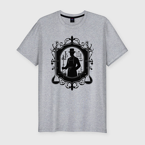 Мужская slim-футболка Фармацевт в лаборатории / Меланж – фото 1