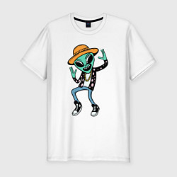 Мужская slim-футболка Инопланетянин танцует