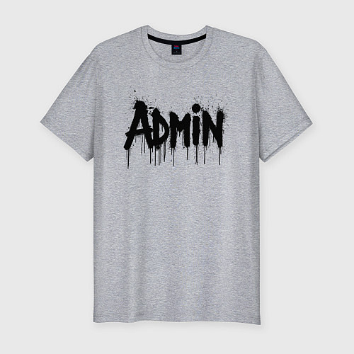 Мужская slim-футболка Админ черной краской / Меланж – фото 1
