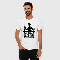 Футболка slim-fit Бармен стимпанк, цвет: белый — фото 2