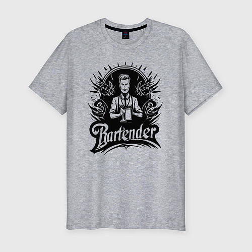 Мужская slim-футболка Бармен орнамент / Меланж – фото 1