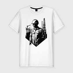 Футболка slim-fit Промышленный труд нефтяника, цвет: белый