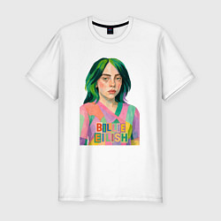 Футболка slim-fit Билли Айлиш коллаж, цвет: белый