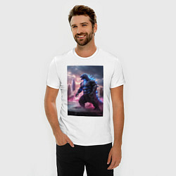 Футболка slim-fit Годзилла посреди мегаполиса, цвет: белый — фото 2