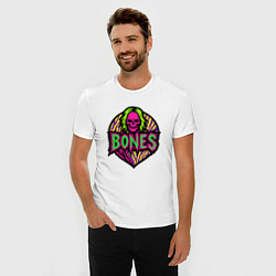 Футболка slim-fit Bones кислотный череп, цвет: белый — фото 2
