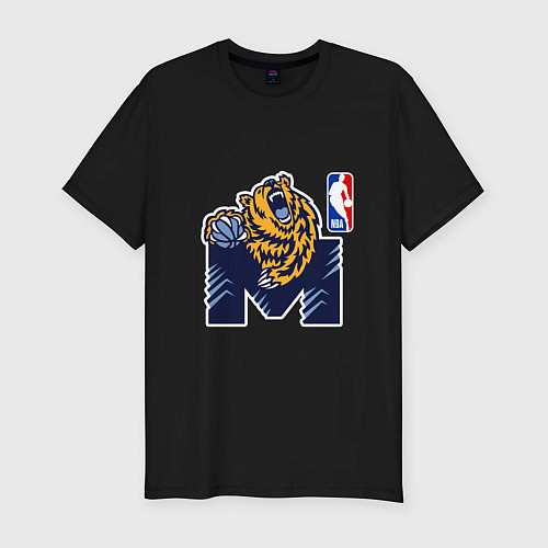 Мужская slim-футболка Гриззлис баскетбол / Черный – фото 1