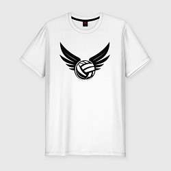 Футболка slim-fit Крылатый волейбольный мяч, цвет: белый