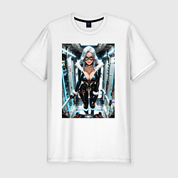 Футболка slim-fit Черная кошка в сейфе банка, цвет: белый