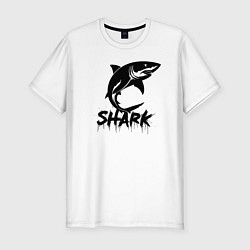 Футболка slim-fit Агрессивная акула, цвет: белый