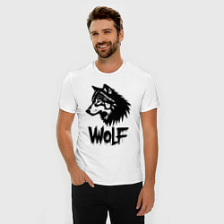 Футболка slim-fit Волк в стиле граффити, цвет: белый — фото 2