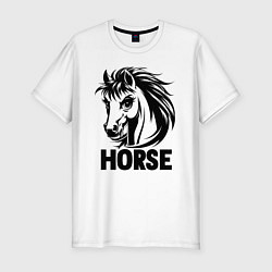 Футболка slim-fit Динамичный черный конь, цвет: белый