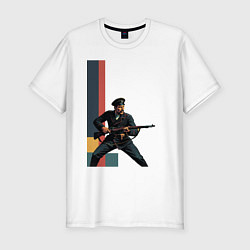 Мужская slim-футболка Поп-арт, белогвардеец