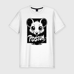 Футболка slim-fit Опоссум с большими глазами, цвет: белый