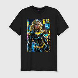 Футболка slim-fit Черная Канарейка на улице города, цвет: черный