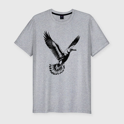 Мужская slim-футболка Полет чайки / Меланж – фото 1