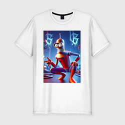 Мужская slim-футболка Бендер-паук мем коллаба