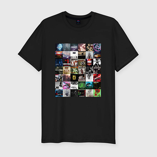 Мужская slim-футболка Linkin Park - обложки / Черный – фото 1