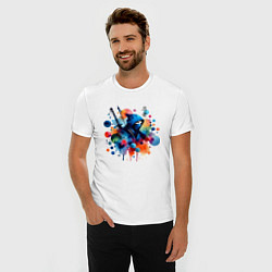 Футболка slim-fit Ninja - watercolor sketch, цвет: белый — фото 2