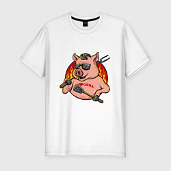 Футболка slim-fit Люблю жарить, цвет: белый