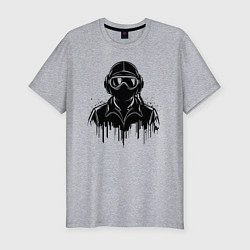 Футболка slim-fit Авиатор черный, цвет: меланж