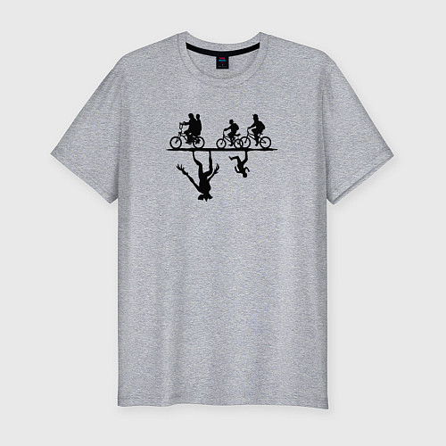 Мужская slim-футболка Очень странные дела параллельный мир / Меланж – фото 1