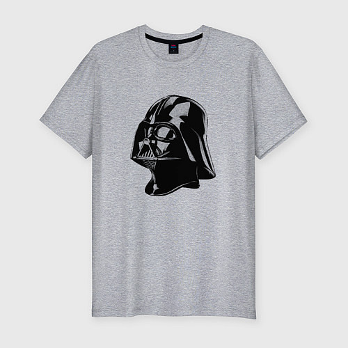 Мужская slim-футболка Шлем Дарта Вейдера / Меланж – фото 1