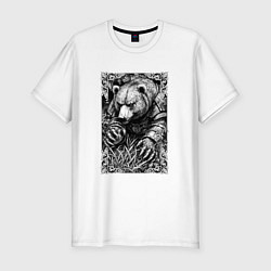 Футболка slim-fit Атакующий мишка, цвет: белый