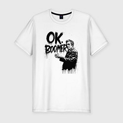 Футболка slim-fit Ok бумер с мужчиной, цвет: белый