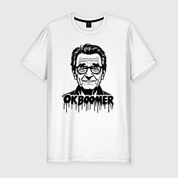 Футболка slim-fit Ok boomer со стариком, цвет: белый