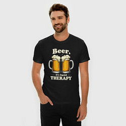 Футболка slim-fit Beer its liquid therapy, цвет: черный — фото 2