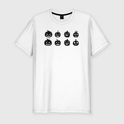 Мужская slim-футболка Черные тыквы на Хэллоуин